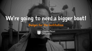 We're going to need a bigger boat!
Badges for the Institution
 