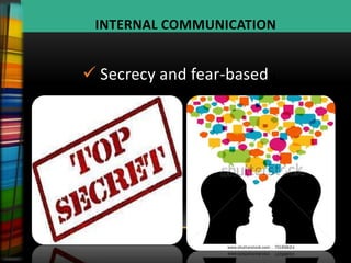 INTERNAL COMMUNICATION


INTERNAL and fear-based
  Secrecy COMMUNICATION
 