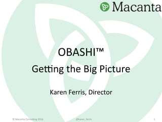 ©	Macanta	Consul-ng	2016	 @karen_ferris	 1	
OBASHI™	
GeBng	the	Big	Picture	
Karen	Ferris,	Director	
 