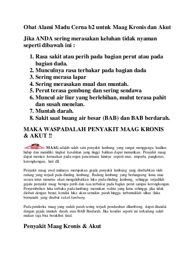 Obat Alami Madu Cerna B2 Untuk Maag Kronis Dan Akut