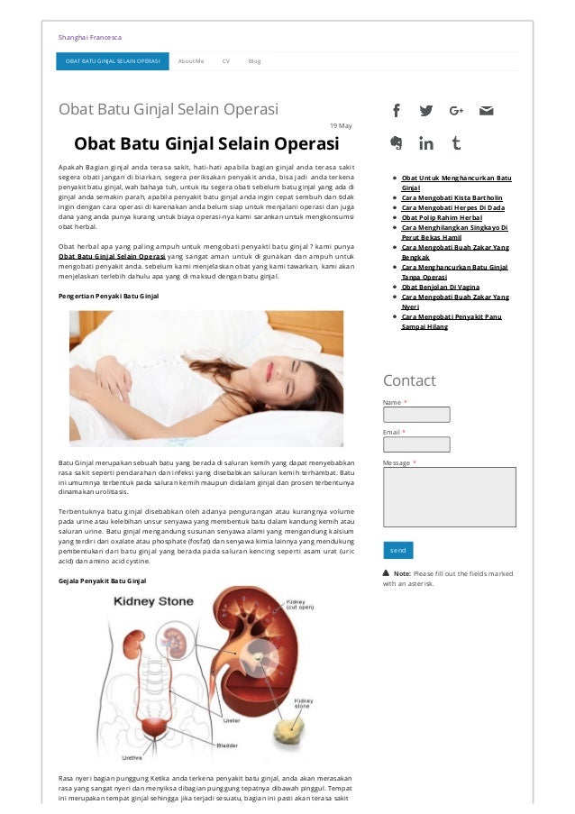 Obat batu ginjal selain operasi Obat batu ginjal selain operasi