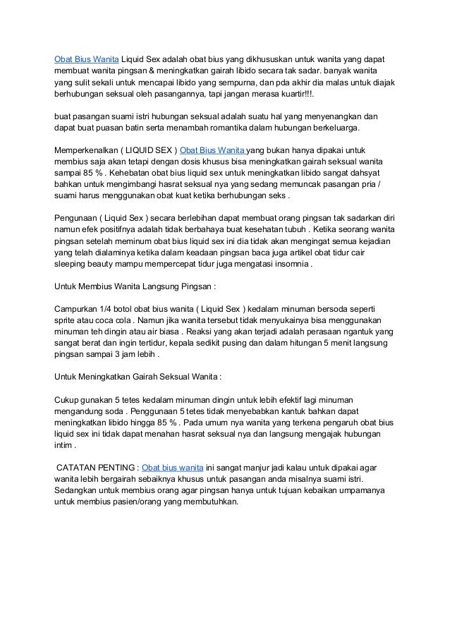 Obat Bius Wanita