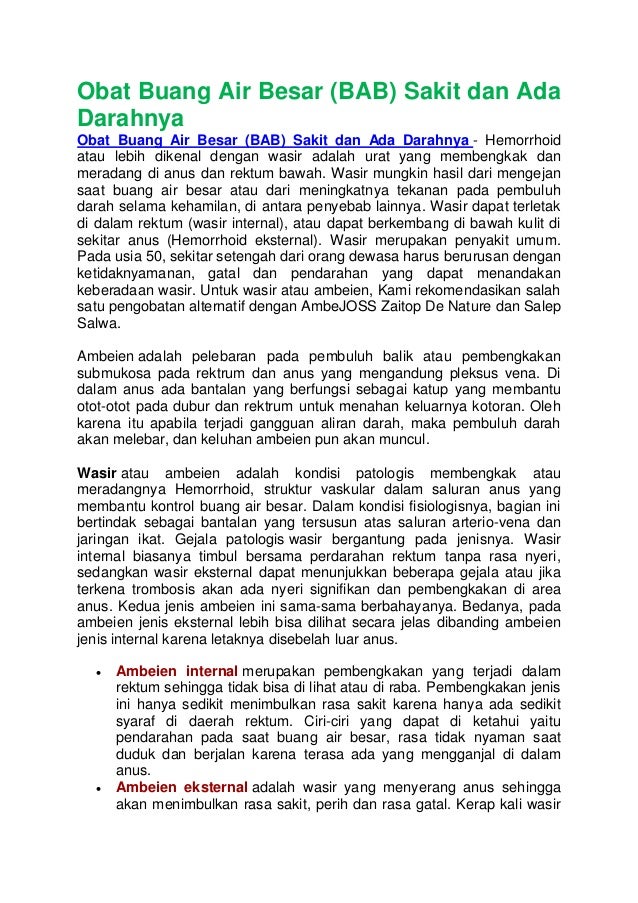 Obat buang air besar bab sakit dan ada darahnya Obat buang air besar bab sakit dan ada darahnya
