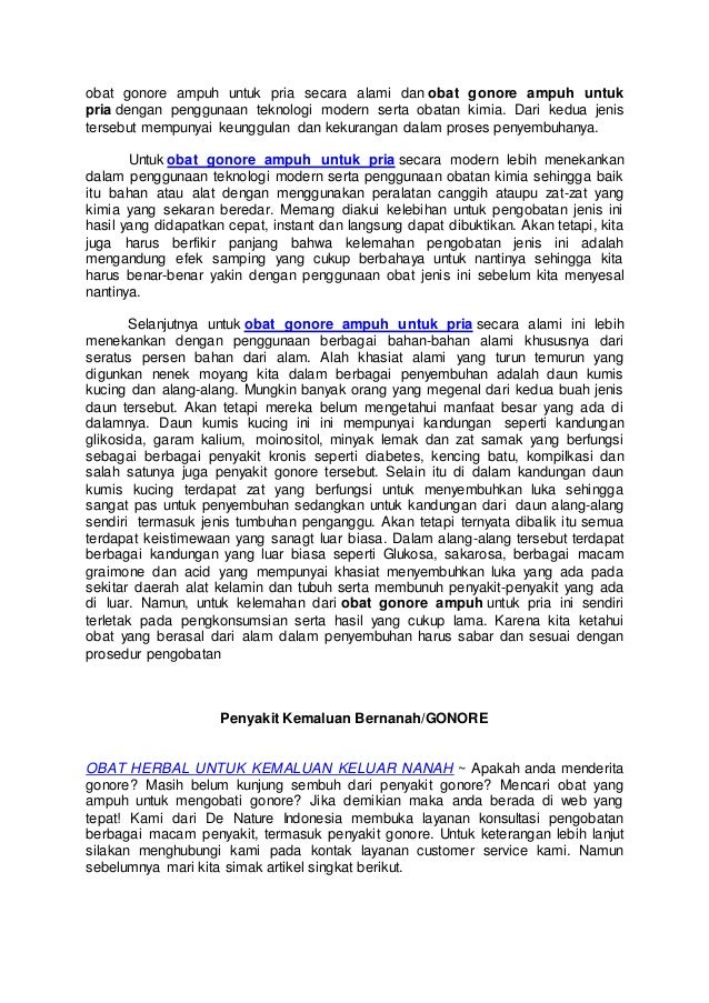 Obat gonore ampuh untuk pria