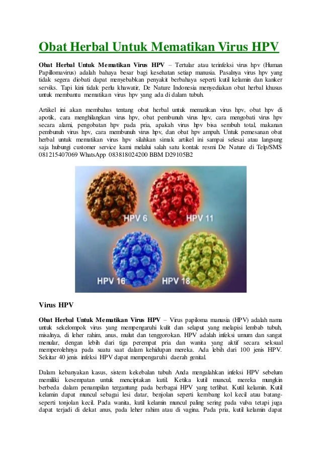 Obat herbal untuk mematikan virus hpv Obat herbal untuk mematikan virus hpv