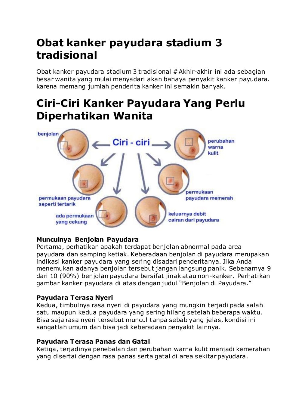 Obat kanker payudara stadium 3 tradisional