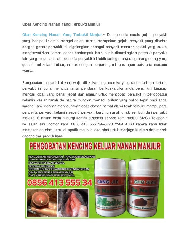  Obat kencing nanah yang terbukti manjur 
