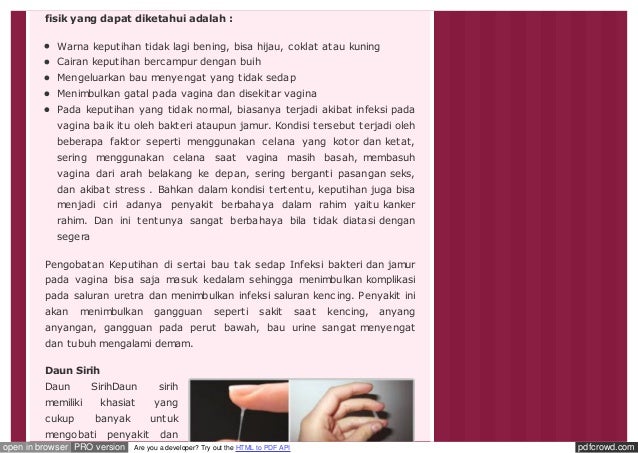 Obat keputihan yang di masukan ke miss v