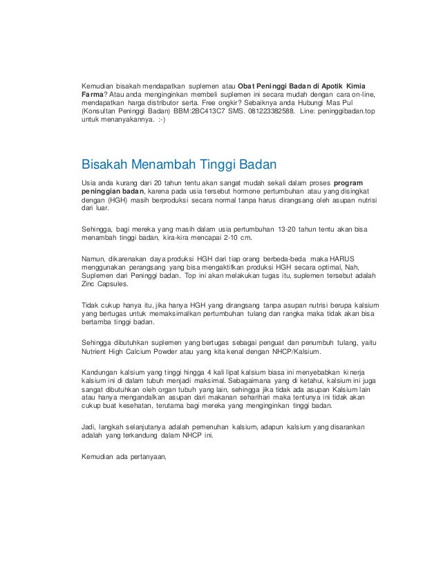  Obat peninggi badan di apotik kimia farma 