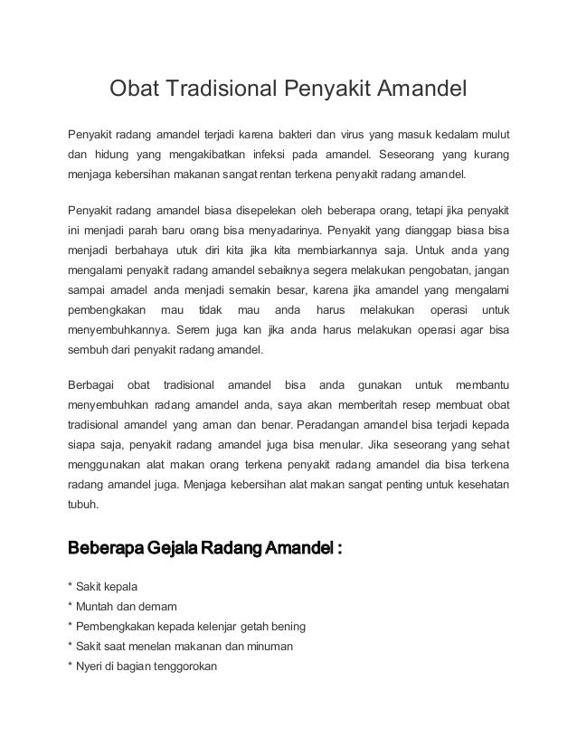 Obat tradisional penyakit amandel secra herbal Obat tradisional penyakit amandel secra herbal