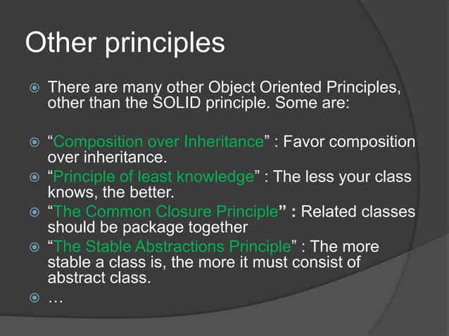 Object Oriented Design SOLID Principles