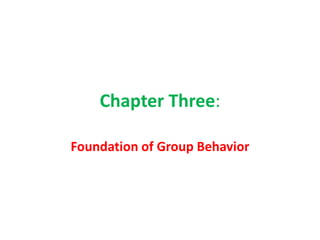 Chapter Three:
Foundation of Group Behavior
 