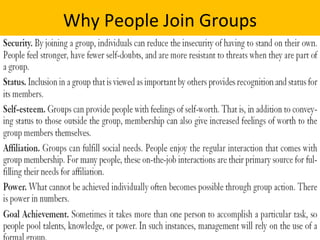 Why People Join Groups
 