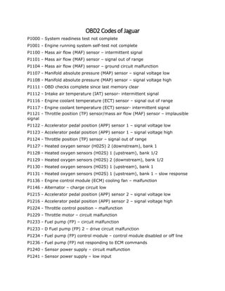 Jaguar OBD2 Codes | PDF