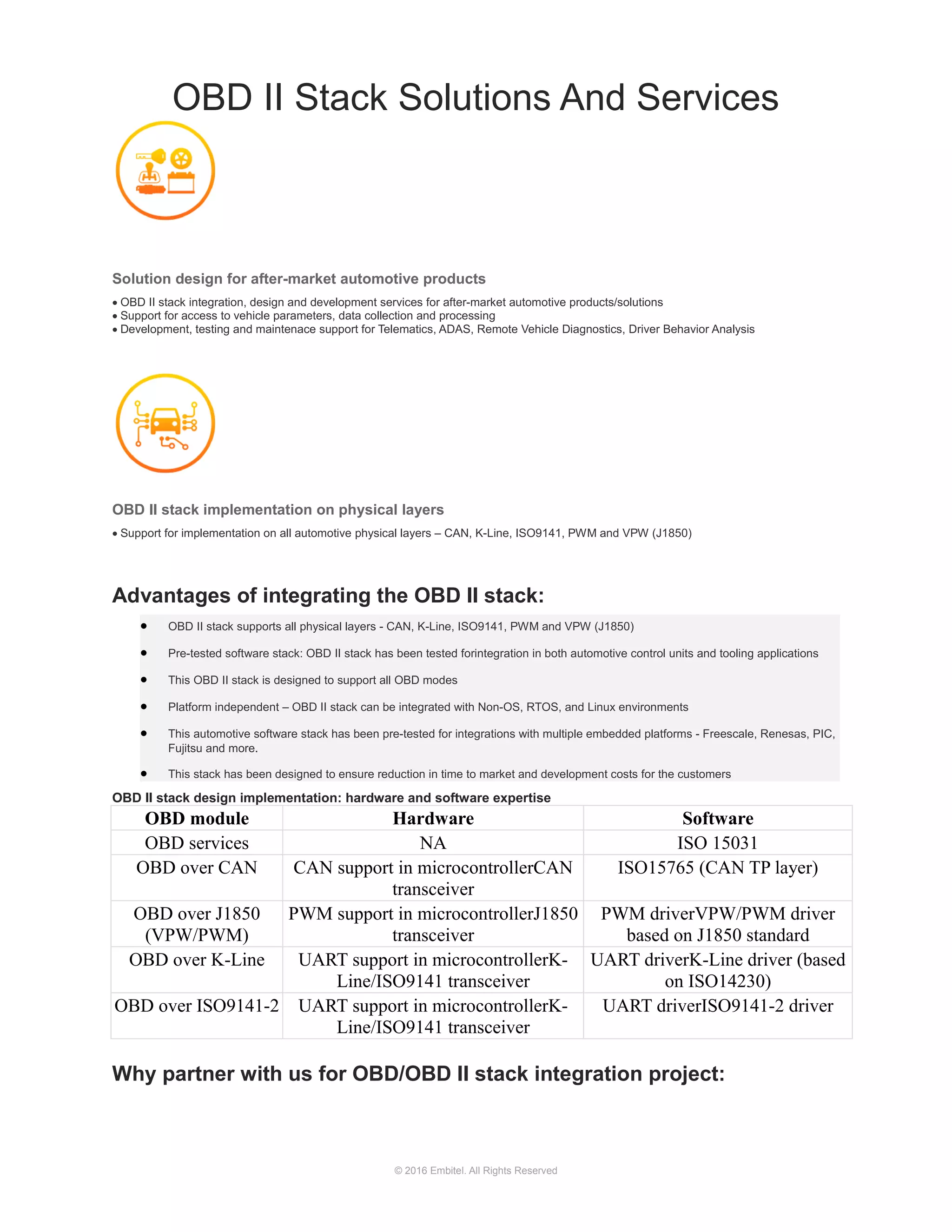 OBD II Stack Solutions and Services | PDF