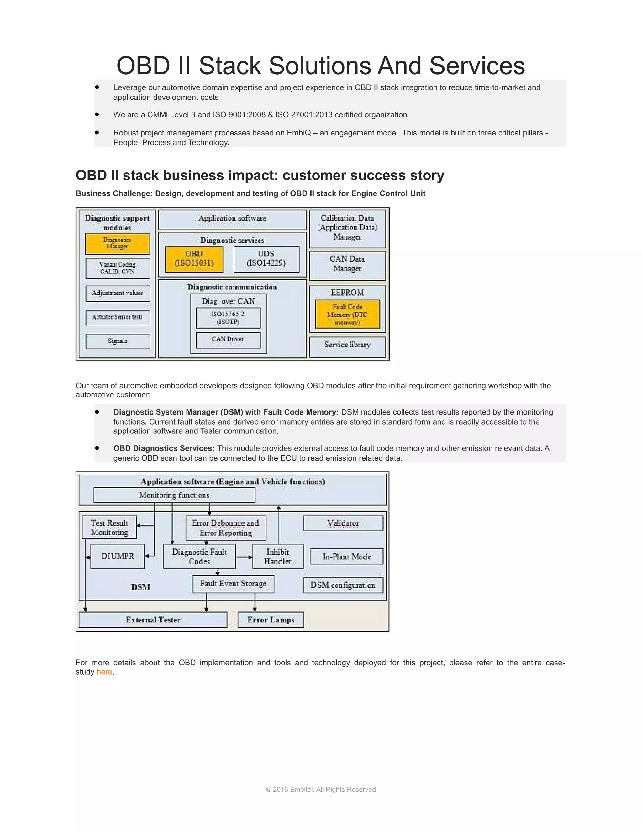 OBD II Stack Solutions and Services | PDF