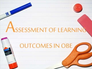 ASSESSMENT OF LEARNING
OUTCOMES IN OBE
 