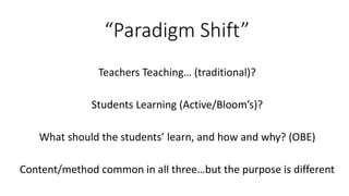 Outcome Based Education: A Paradigm Shift In Teaching And Learning – VACMTS