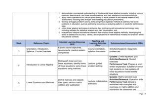 OBE-LINEAR-ALGEBRA syllabus for the future educ | DOCX