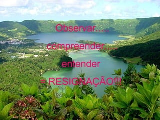 Observar.....
compreender.....
entender
= RESIGNAÇÃO!!!
 