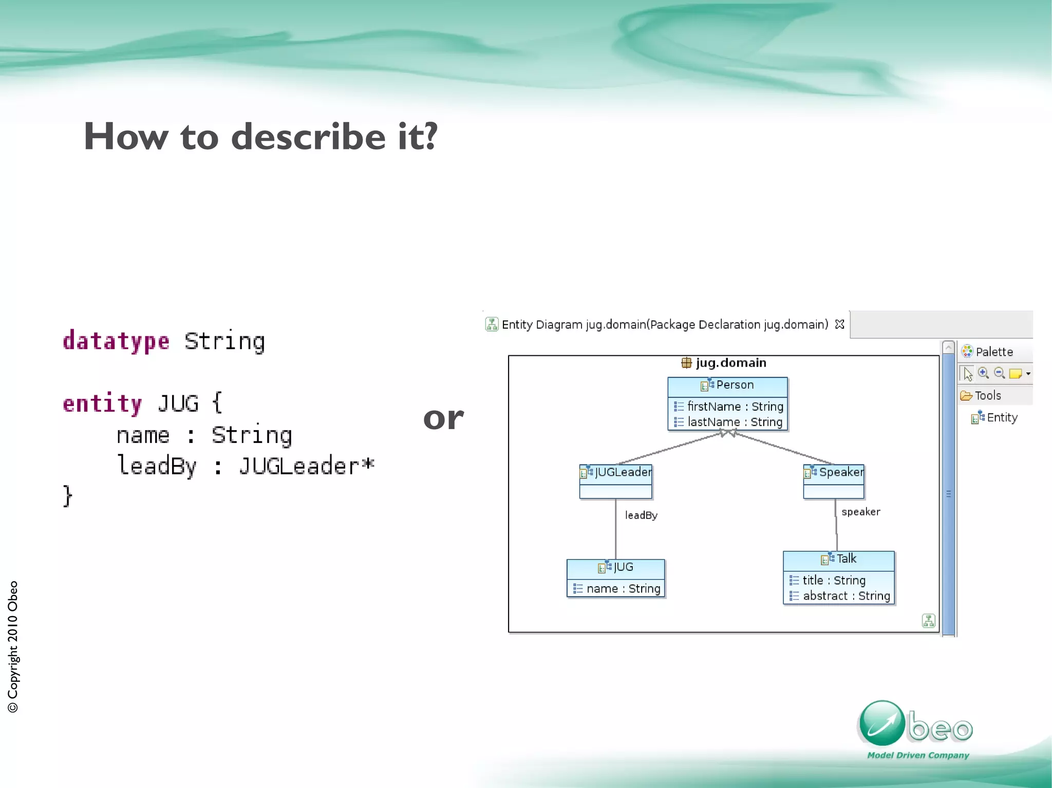 How to describe it?




                                          or
© Copyright 2010 Obeo
 