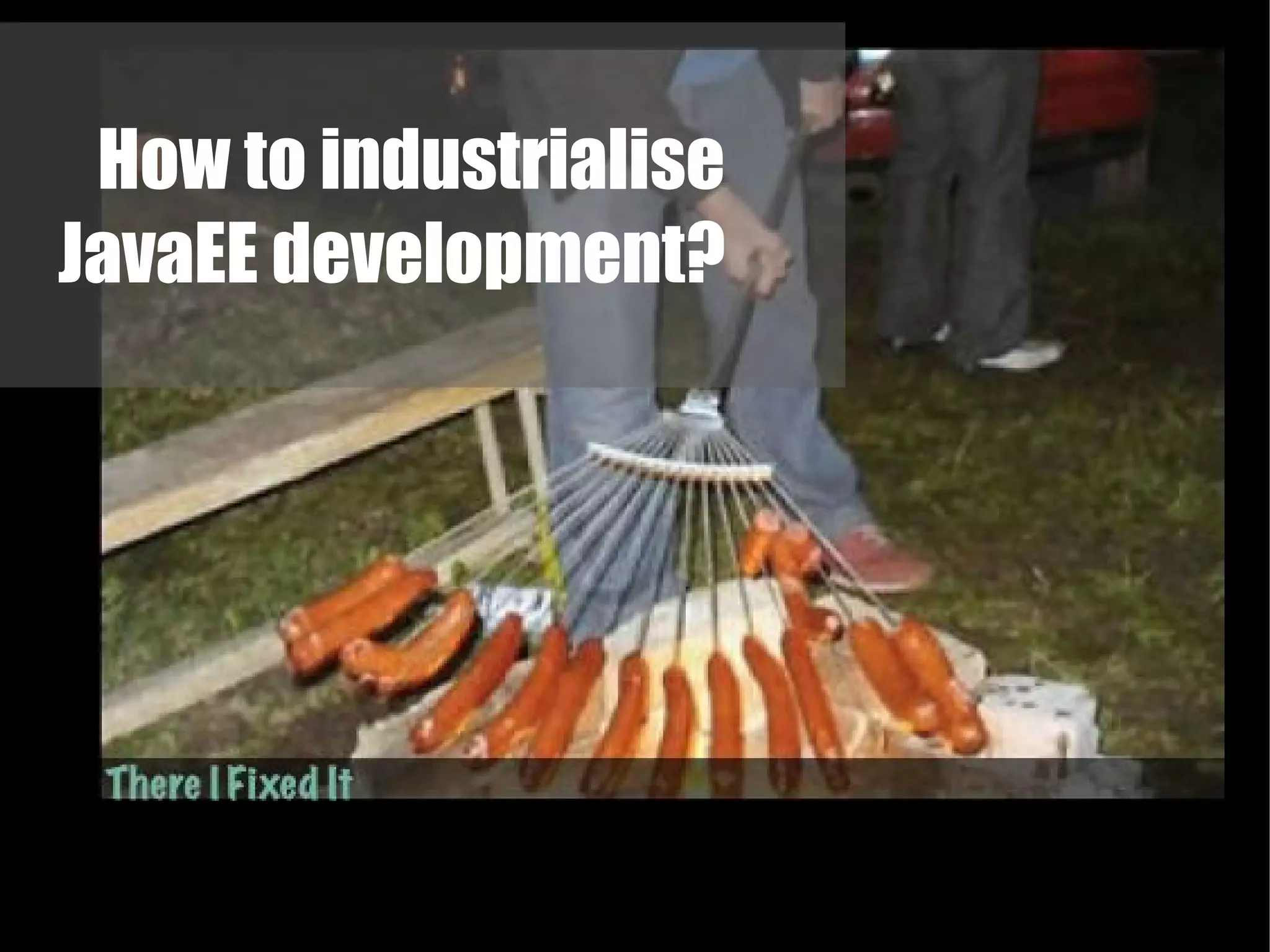 How to industrialise
JavaEE development?
 