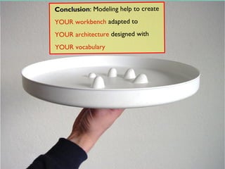 Conclusion: Modeling help to create
                             YOUR workbench adapted to
                             YOUR architecture designed with
                             YOUR vocabulary
© Copyright 2010 Obeo




                        32
 