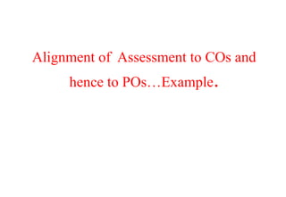 Alignment of Assessment to COs and
hence to POs…Example.
 