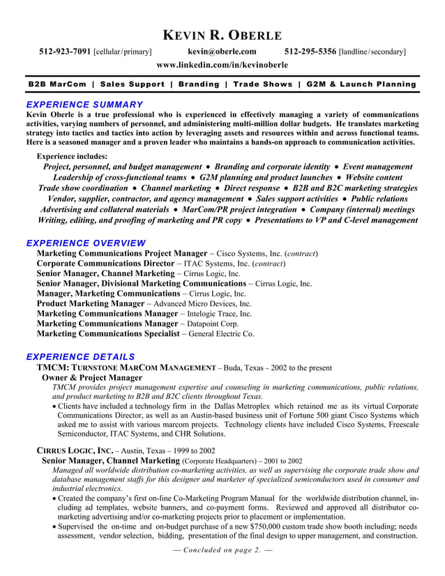 Kevin Oberle's Resume | PDF