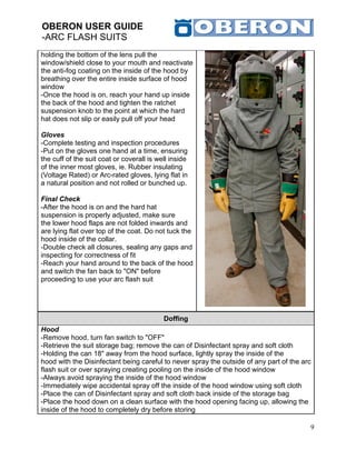 Oberon user guide arc flash suits rev 1.2 | PDF