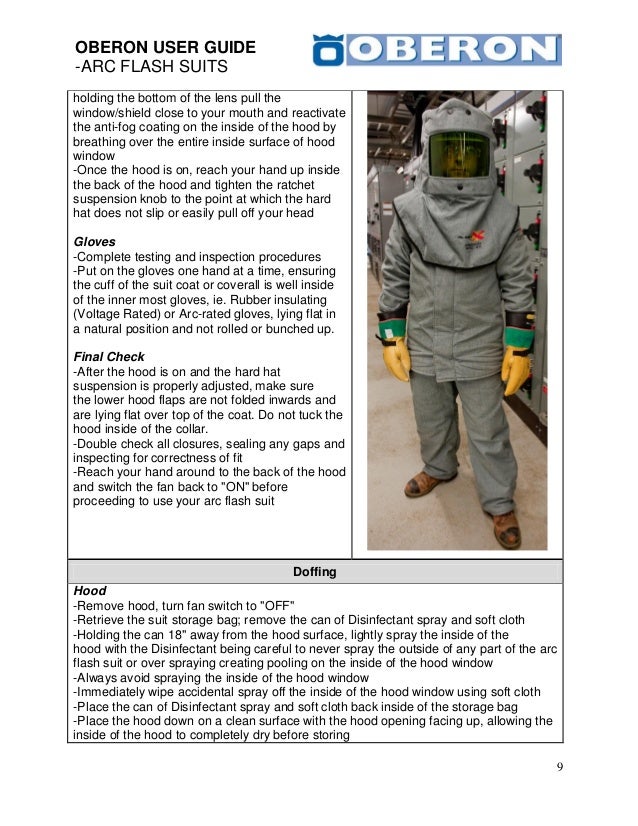Oberon user guide arc flash suits rev 1.2