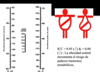 ICC > 0.95 (♂) & > 0.80
(♀) : La obesidad central
incrementa el riesgo de
padecer trastornos
metabólicos.
 