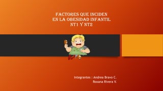 FACTORES QUE INCIDEN
EN LA OBESIDAD INFANTIL
NT1 Y NT2
Integrantes : Andrea Bravo C.
Roxana Rivera V.
 