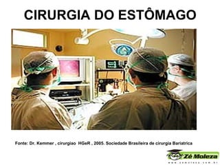 CIRURGIA DO ESTÔMAGO Fonte: Dr. Kemmer , cirurgiao  HGeR , 2005. Sociedade Brasileira de cirurgia Bariatrica 