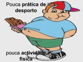 Pouca prática de
desporto
e
pouca actividade
fisica