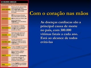 Com o coração nas mãos   As doenças cardíacas são a principal causa   de morte no país, com 300.000 vítimas fatais a   cada ano. Está ao alcance de todos evitá-las   