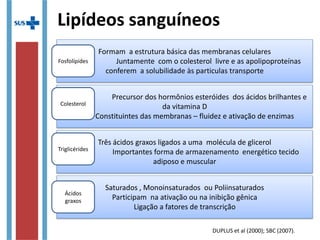 Qual remédio iniciar?
• Única estatina disponível na Farmácia
Básica é a Sinvastatina
– Sinvastatina 10-40 mg/dia
• A dose de 80 mg/dia não é recomendada devido
ao risco de miopatia and rabdomiólise (American
College of Cardiology/American Heart Association)
– Administrar à noite (devido à biossíntese do
colesterol)
– Sempre orientar mudança de estilo de vida
associada à medicação
• http://publicacoes.cardiol.br/consenso/2013/V_Diretriz_Brasileira_de_Dislipidemias.pdf
 