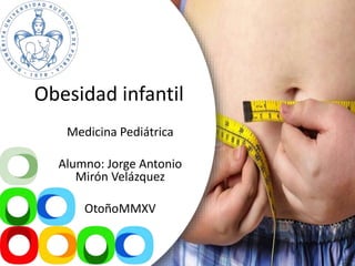 Obesidad infantil
Medicina Pediátrica
Alumno: Jorge Antonio
Mirón Velázquez
OtoñoMMXV
 