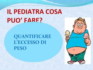IL PEDIATRA COSA
PUO’ FARE?
QUANTIFICARE
L’ECCESSO DI
PESO
 