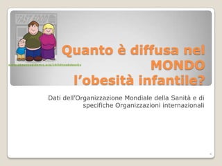 Quanto è diffusa nel MONDO l’obesità infantile?www.obesityepidemic.org/childhoodobesityDati dell’Organizzazione Mondiale della Sanità e di specifiche Organizzazioni internazionali4