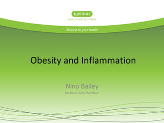 Obesity and Inflammation
Nina Bailey
BSc (hons) MSc PhD ANutr
 