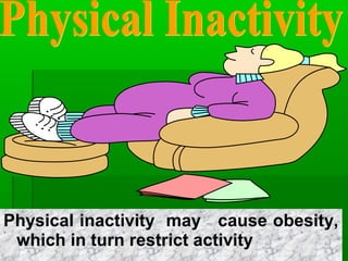 Physical inactivity may cause obesity,
which in turn restrict activity
 