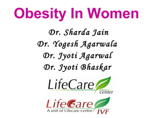 Obesity In Women
Dr. Sharda Jain
Dr. Yogesh Agarwala
Dr. Jyoti Agarwal
Dr. Jyoti Bhaskar
 
