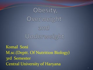 Komal Soni
M.sc.(Deptt. Of Nutrition Biology)
3rd Semester
Central University of Haryana
1
 