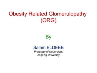 Obesity Related Glomerulopathy
(ORG)
By
Salem ELDEEB
Professor of Nephrology
Zagazig University
 