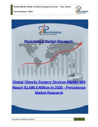 Global Market Study on Obesity Surgery Devices - Size, Share,
Trend Analysis, 2020
Persistence Market Research
Global Obesity Surgery Devices Market Will
Reach $2,489.5 Million in 2020 - Persistence
Market Research
Persistence Market Research 1
 