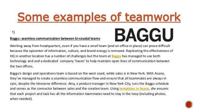 some examples of teamwork