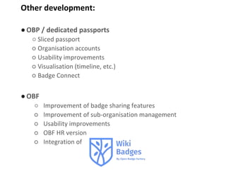 OBF Academy - OBF and OBP product development update 