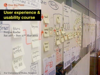 One Big Field User experience & usability course Fergus Roche Sat 26 th  – Sun 27 th  Mar 2011  For University of Wales, Newport 