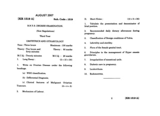 Obg questions paper batchelor of naturopathy | PDF